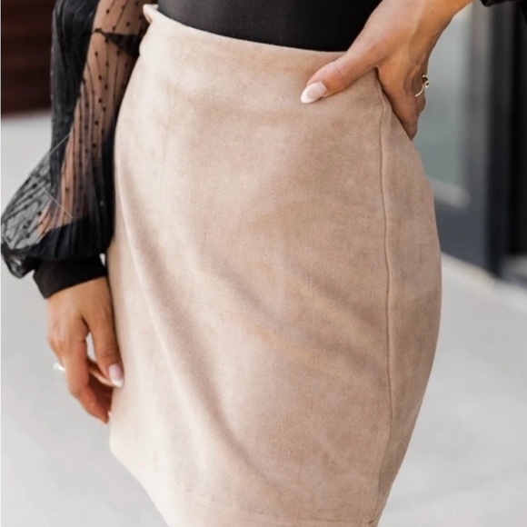 Pink Lily Beautiful Sound Mocha A-Line Suede Skirt Women's Size XL - Picture 3 of 9